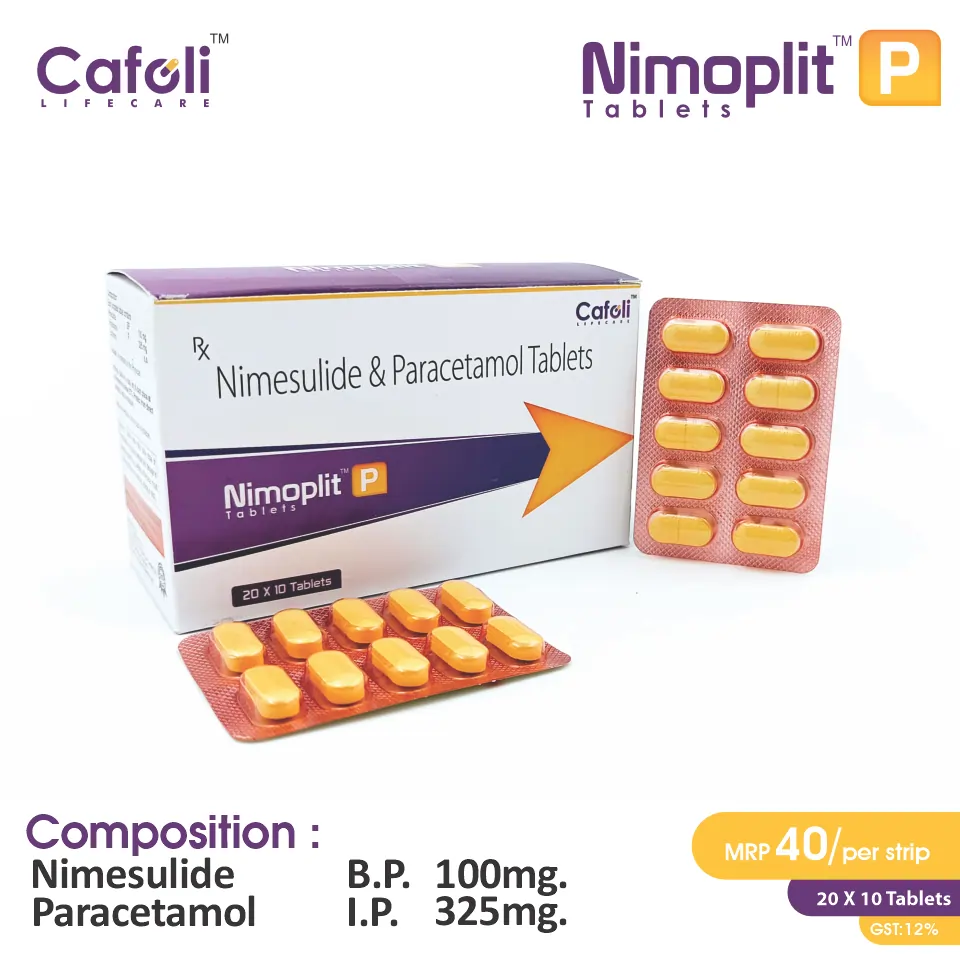 Nimesulide + Paracetamol Tablet at the best price in PCD Pharma Franchise for Nonsteroidal Anti-Inflammatory, and Allergy Symptom Relief.